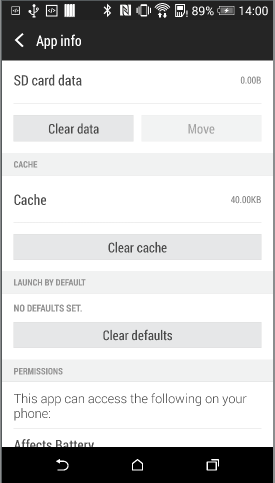 App details page clear defaults