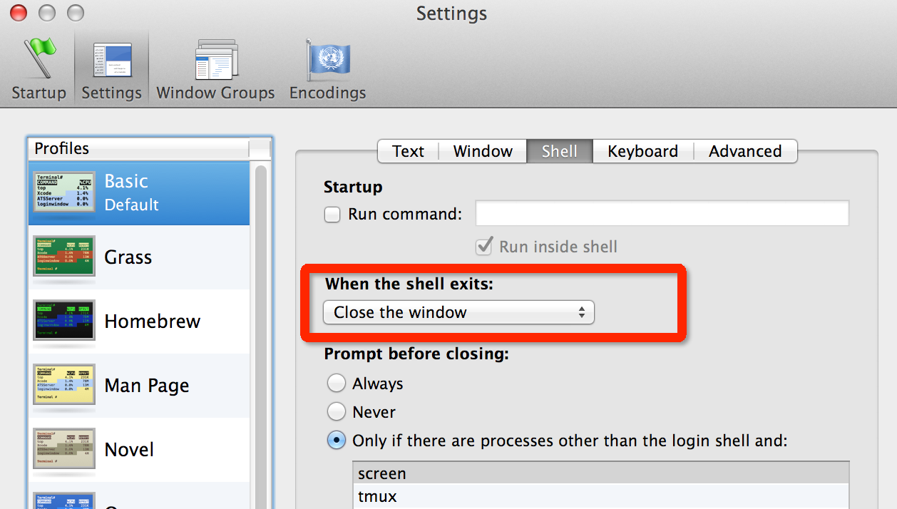 Mac Terminal Set Close Window When Exists